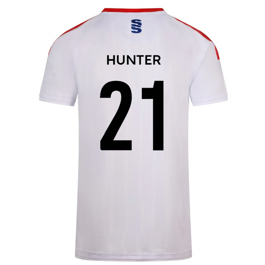 ילדים כדורגל Megan Hunter #21 לבן כחול נייבי ג'רזי ביתית 2025/26