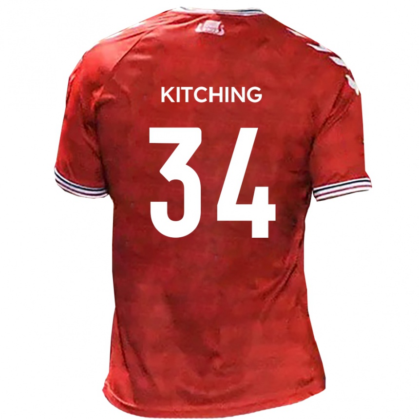 ילדים כדורגל מארק קיצ'ינג #34 אדום לבן ג'רזי ביתית 2025/26