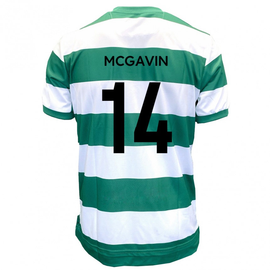 ילדים כדורגל ברט מק'גאוין #14 ירוק לבן ג'רזי ביתית 2025/26