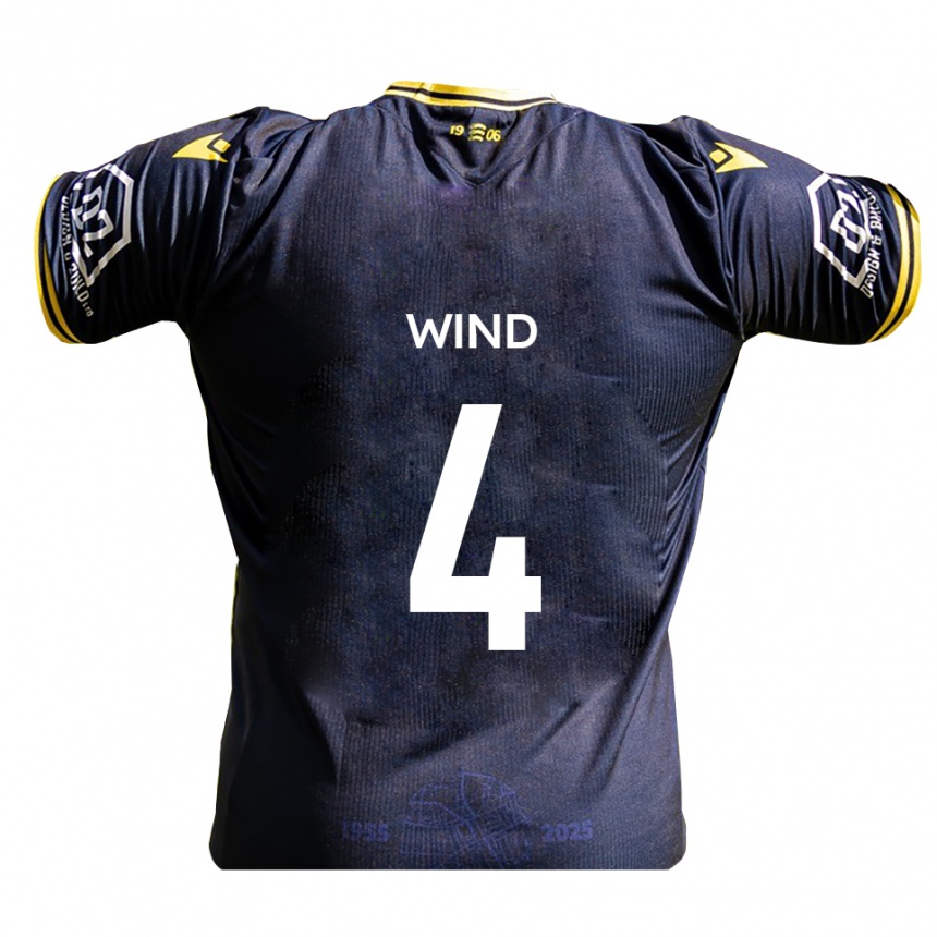 ילדים כדורגל George Wind #4 כחול נייבי צהוב ג'רזי ביתית 2025/26