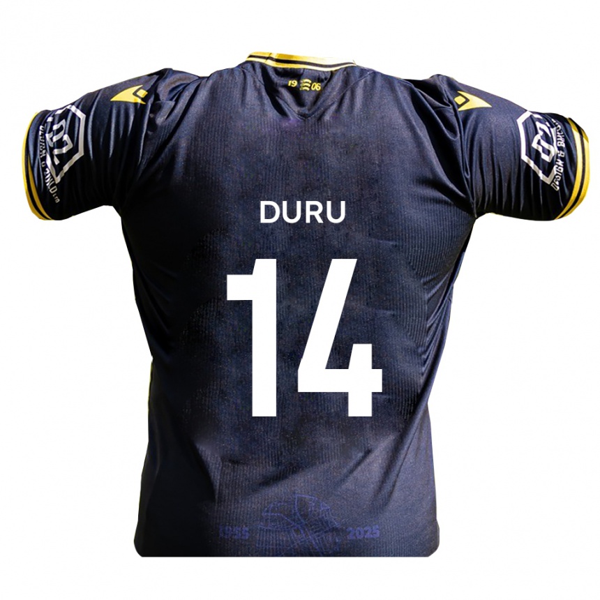 ילדים כדורגל Chinedu Duru #14 כחול נייבי צהוב ג'רזי ביתית 2025/26