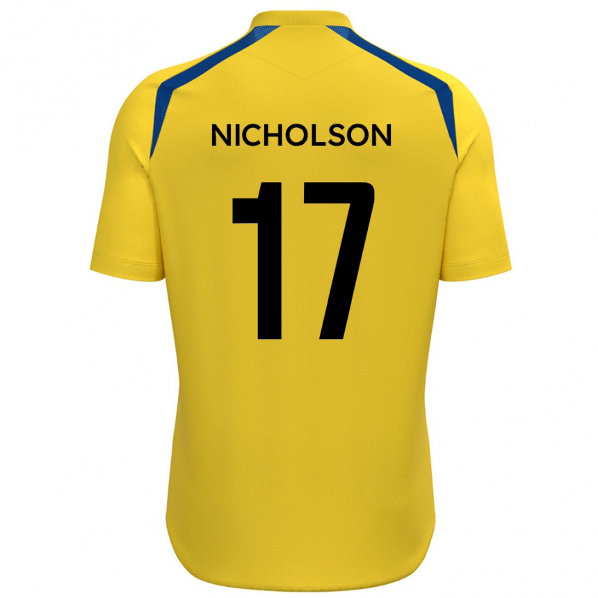 ילדים כדורגל בראדלי קרייג ניקולסון #17 צהוב כחול ג'רזי ביתית 2025/26