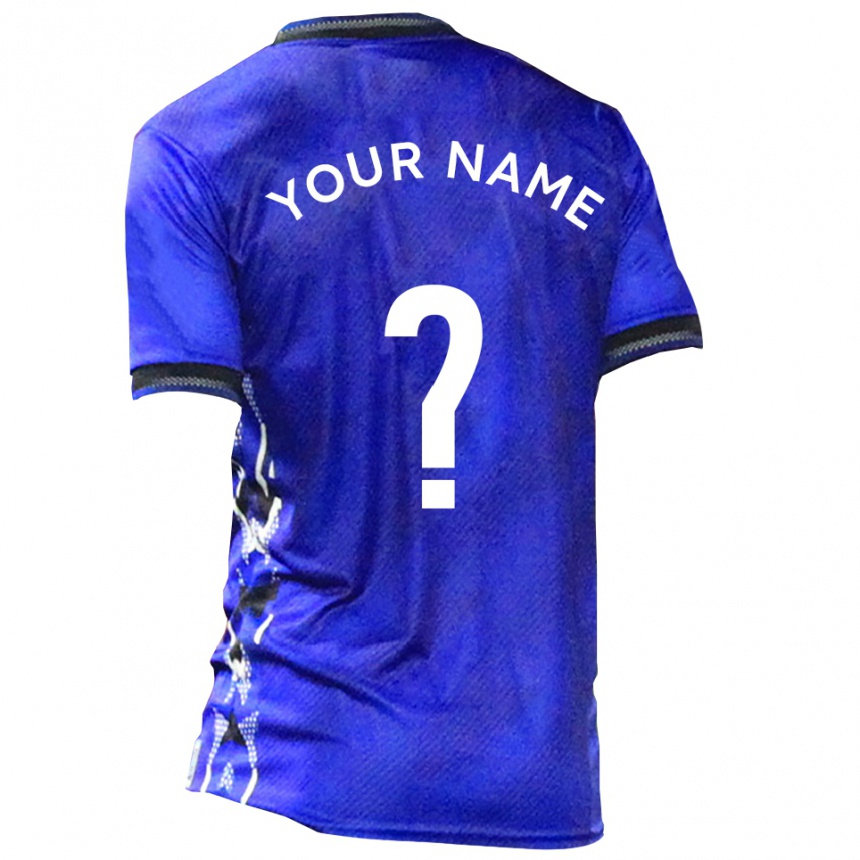 ילדים כדורגל השם שלך #0 כחול לבן ג'רזי ביתית 2025/26