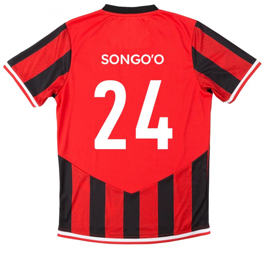 ילדים כדורגל Yann Songo'o #24 אדום שחור ג'רזי ביתית 2025/26