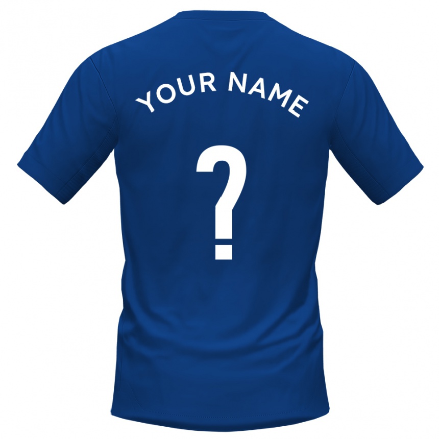 ילדים כדורגל השם שלך #0 כחול לבן ג'רזי ביתית 2025/26