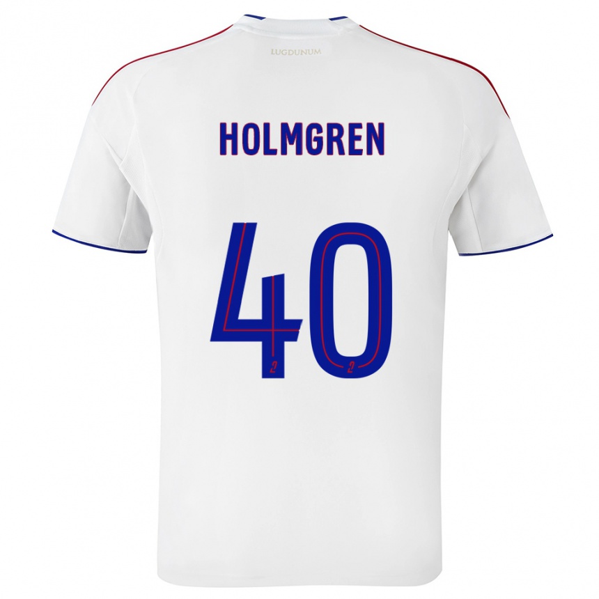 ילדים כדורגל אמה הולמגרן #40 לבן אדום ג'רזי ביתית 2025/26