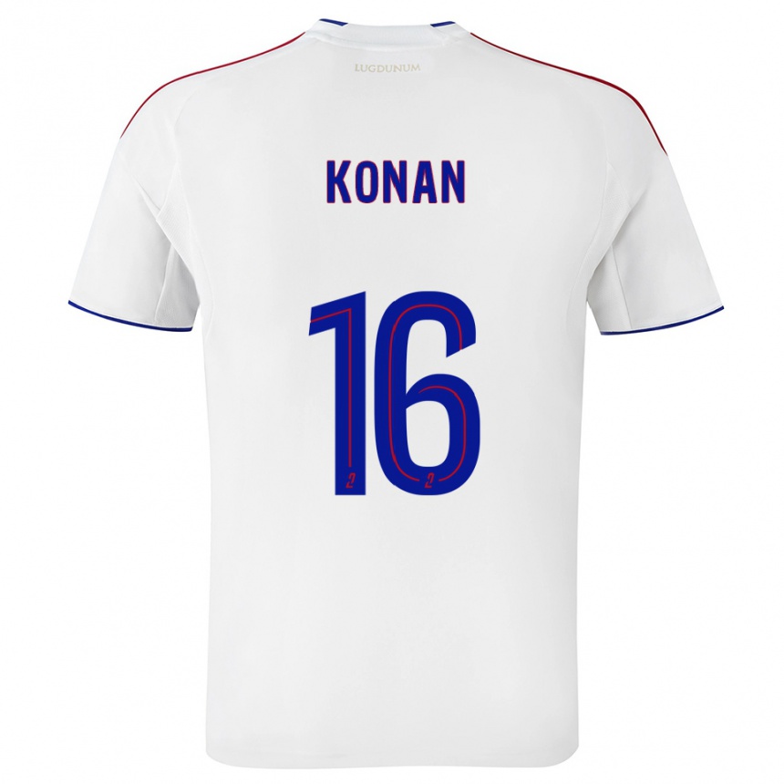 ילדים כדורגל Yvann Konan #16 לבן אדום ג'רזי ביתית 2025/26