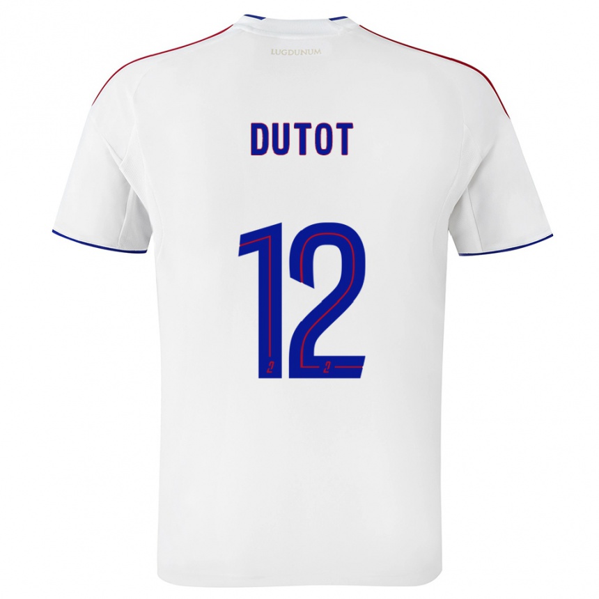 ילדים כדורגל Timothée Dutot #12 לבן אדום ג'רזי ביתית 2025/26