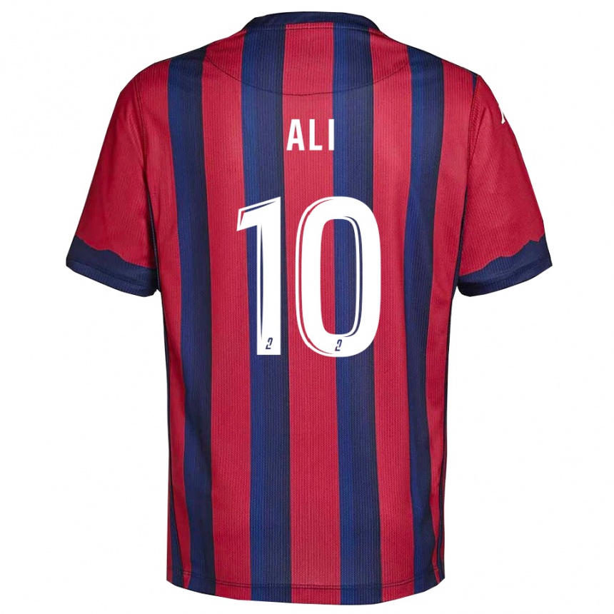 ילדים כדורגל Ihlane Ali #10 בורדו כחול נייבי ג'רזי ביתית 2025/26