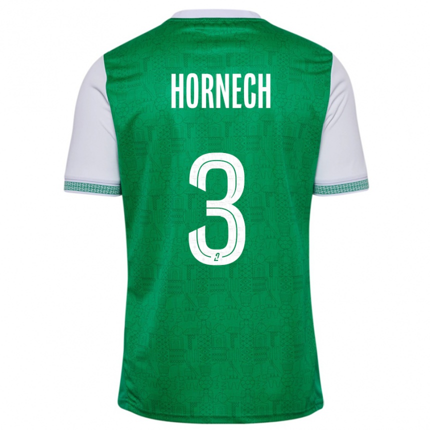 ילדים כדורגל Ewan Hornech #3 ירוק לבן ג'רזי ביתית 2025/26