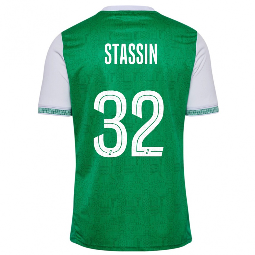 ילדים כדורגל לוקאס סטאסין #32 ירוק לבן ג'רזי ביתית 2025/26