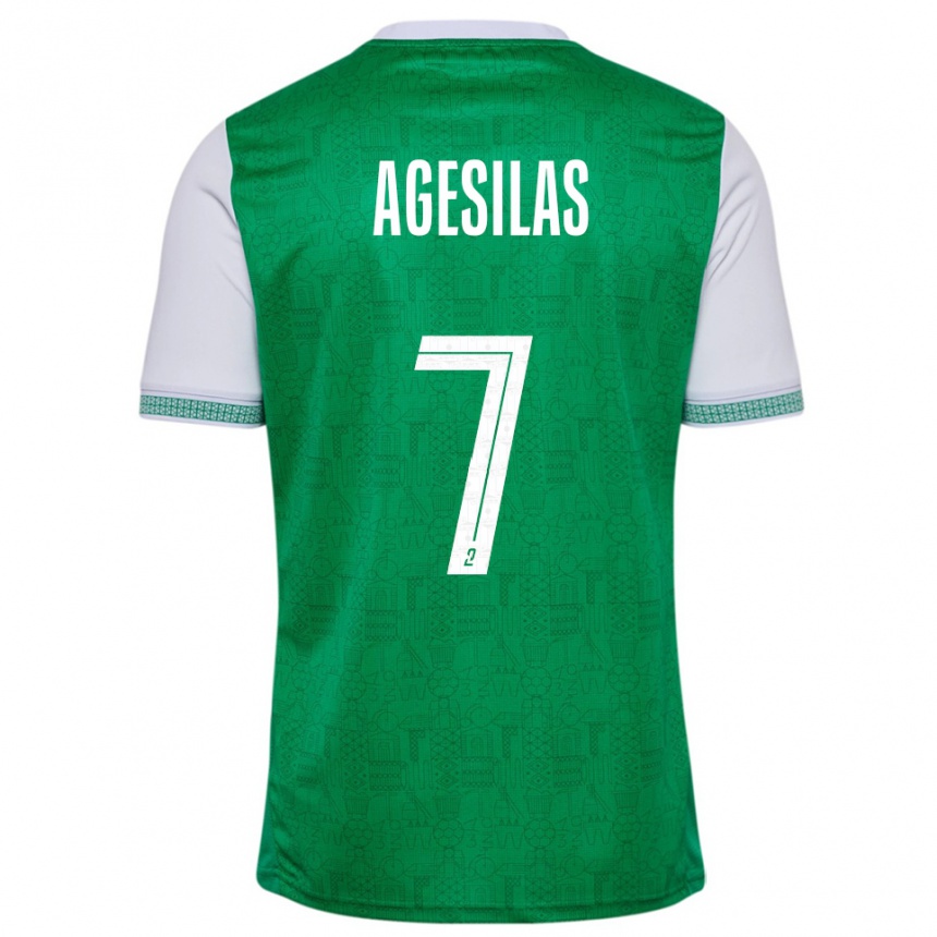 ילדים כדורגל Meïvyn Agesilas #7 ירוק לבן ג'רזי ביתית 2025/26