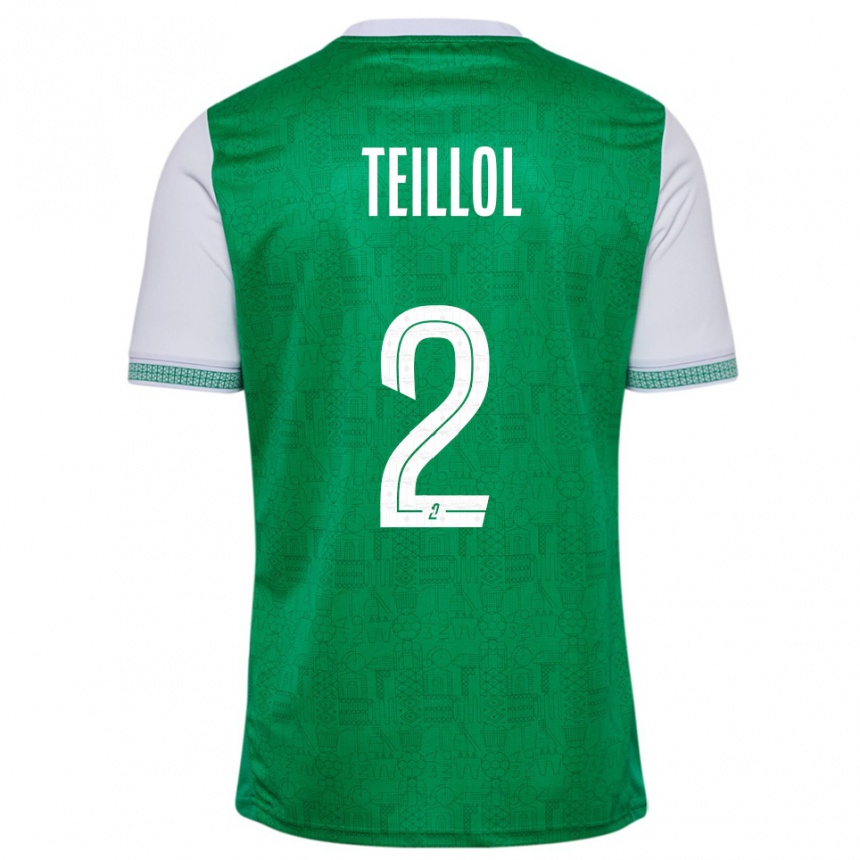 ילדים כדורגל Tom Teillol #2 ירוק לבן ג'רזי ביתית 2025/26