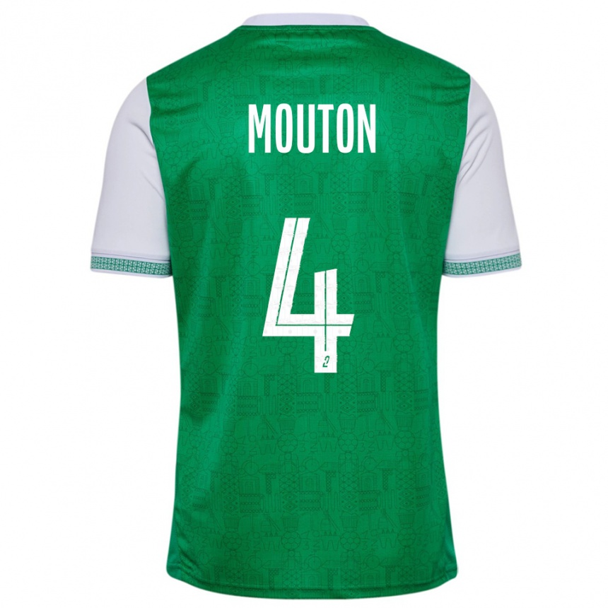 ילדים כדורגל Nathan Mouton #4 ירוק לבן ג'רזי ביתית 2025/26