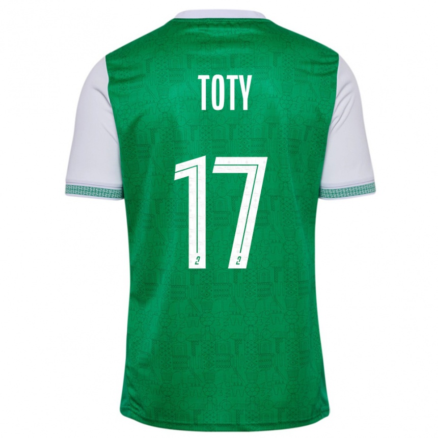 ילדים כדורגל Mylan Toty #17 ירוק לבן ג'רזי ביתית 2025/26