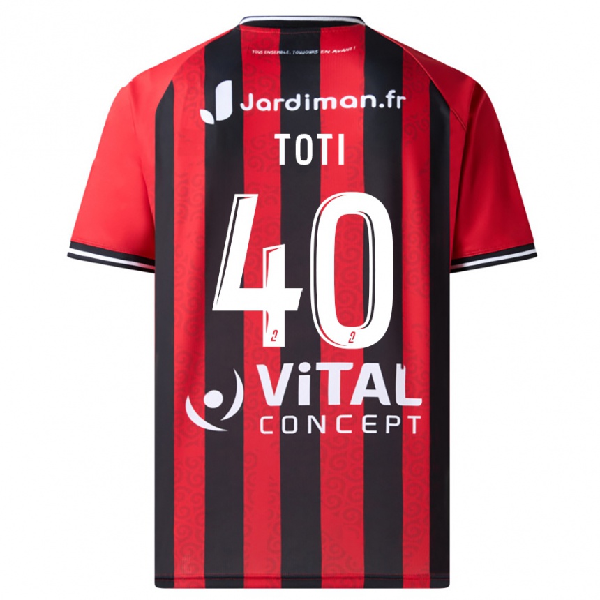 ילדים כדורגל מאנון טוטי #40 אדום שחור ג'רזי ביתית 2025/26