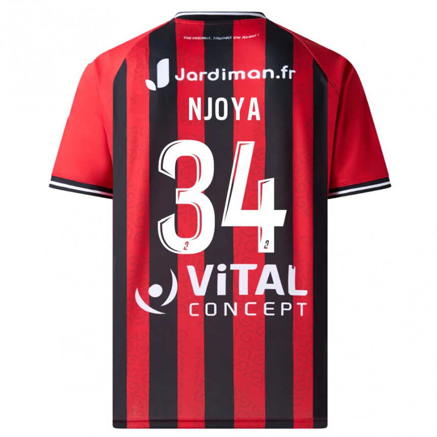 ילדים כדורגל Youssef Njoya #34 אדום שחור ג'רזי ביתית 2025/26