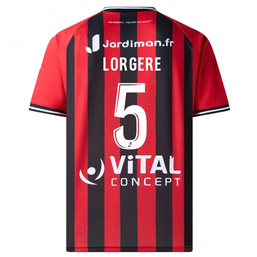 ילדים כדורגל Charlotte Lorgere #5 אדום שחור ג'רזי ביתית 2025/26