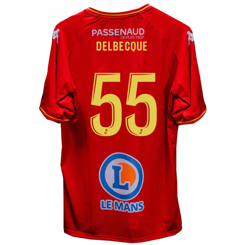 ילדים כדורגל Augustin Delbecque #55 אדום צהוב ג'רזי ביתית 2025/26