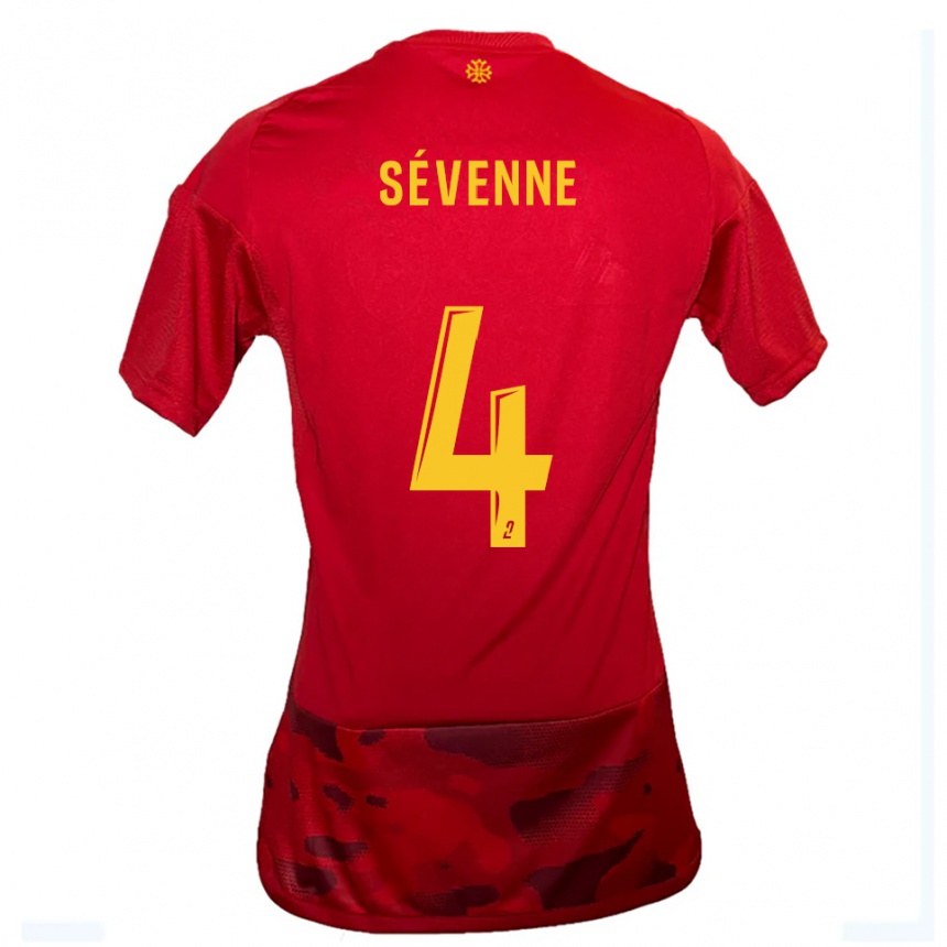 ילדים כדורגל Éloïse Sévenne #4 אדום צהוב ג'רזי ביתית 2025/26