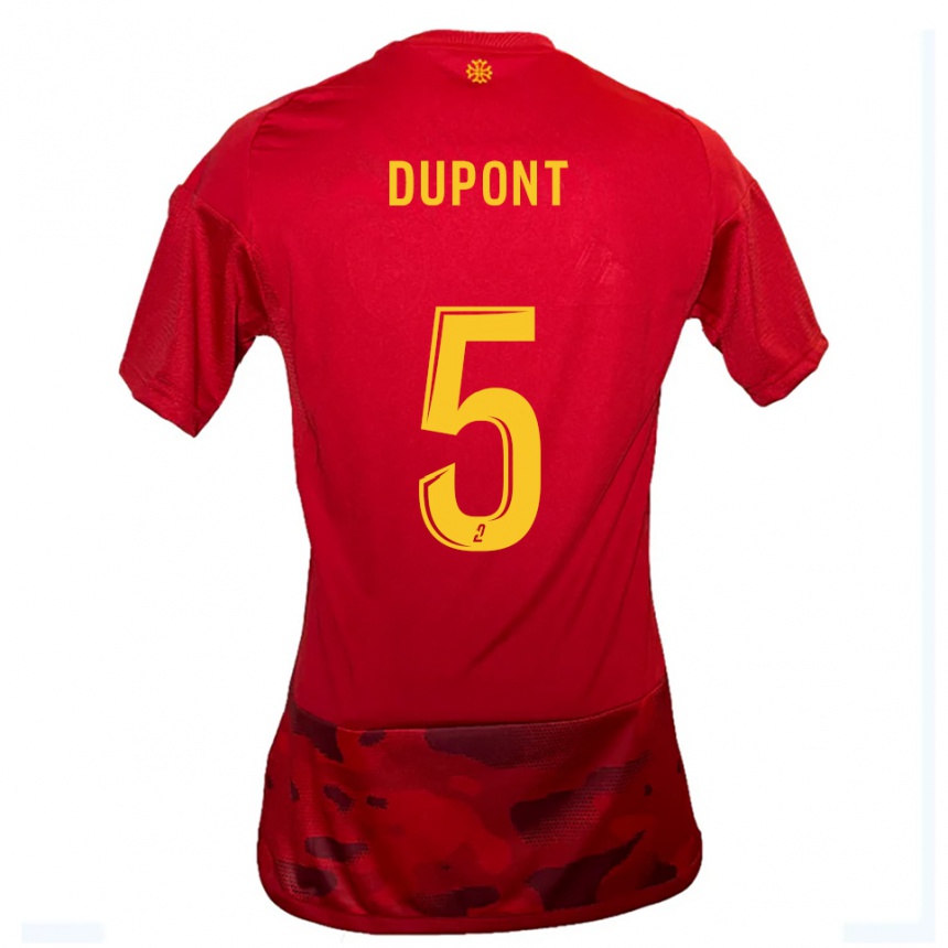 ילדים כדורגל Baptiste Dupont #5 אדום צהוב ג'רזי ביתית 2025/26