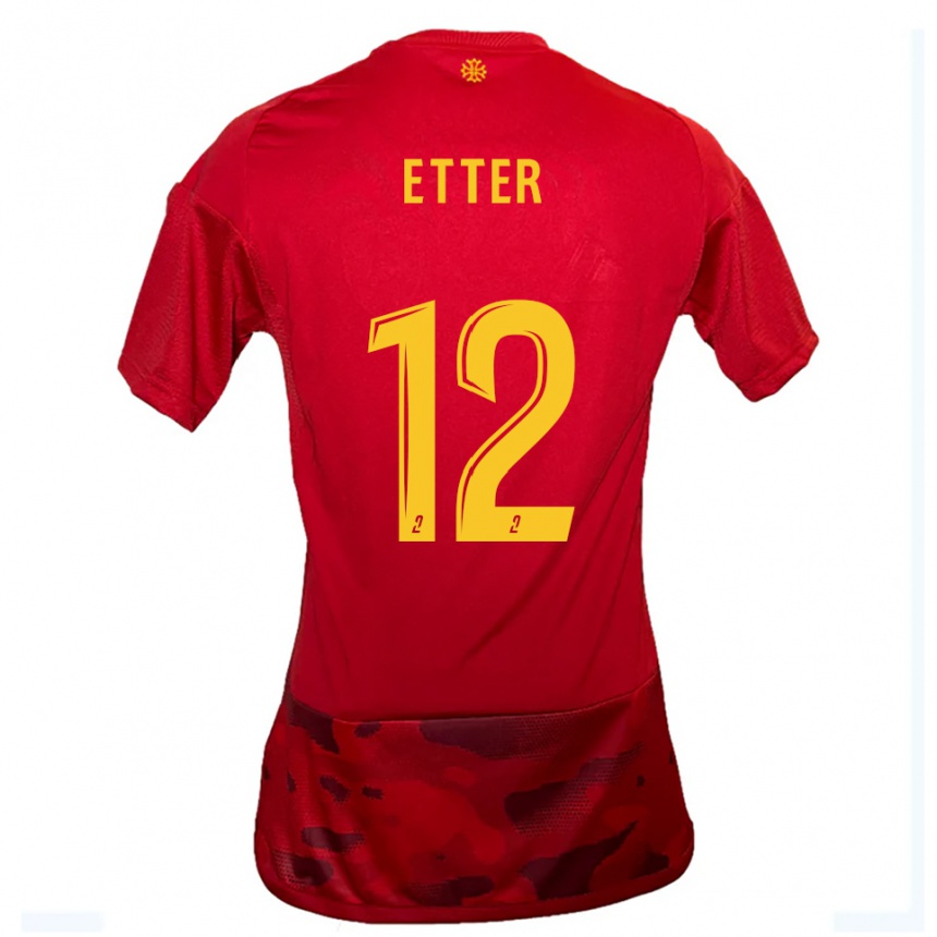 ילדים כדורגל Nans Etter #12 אדום צהוב ג'רזי ביתית 2025/26