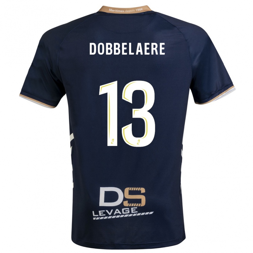 ילדים כדורגל Maxime Dobbelaere #13 כחול נייבי זהב ג'רזי ביתית 2025/26