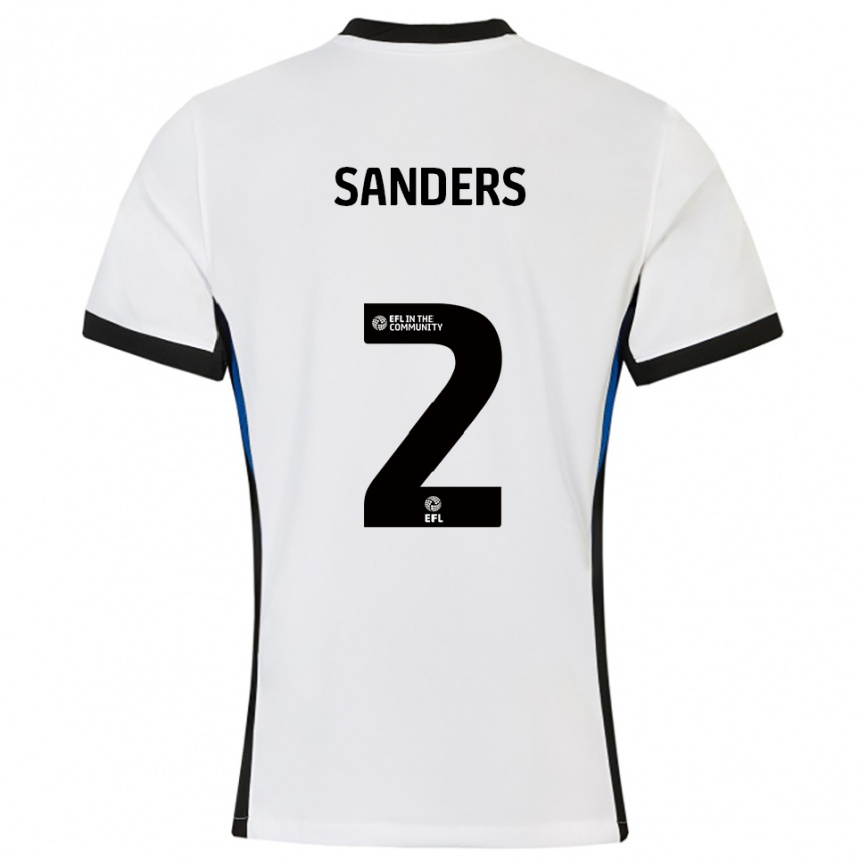 ילדים כדורגל Caleb Sanders #2 לבן כחול הרחק ג'רזי 2025/26