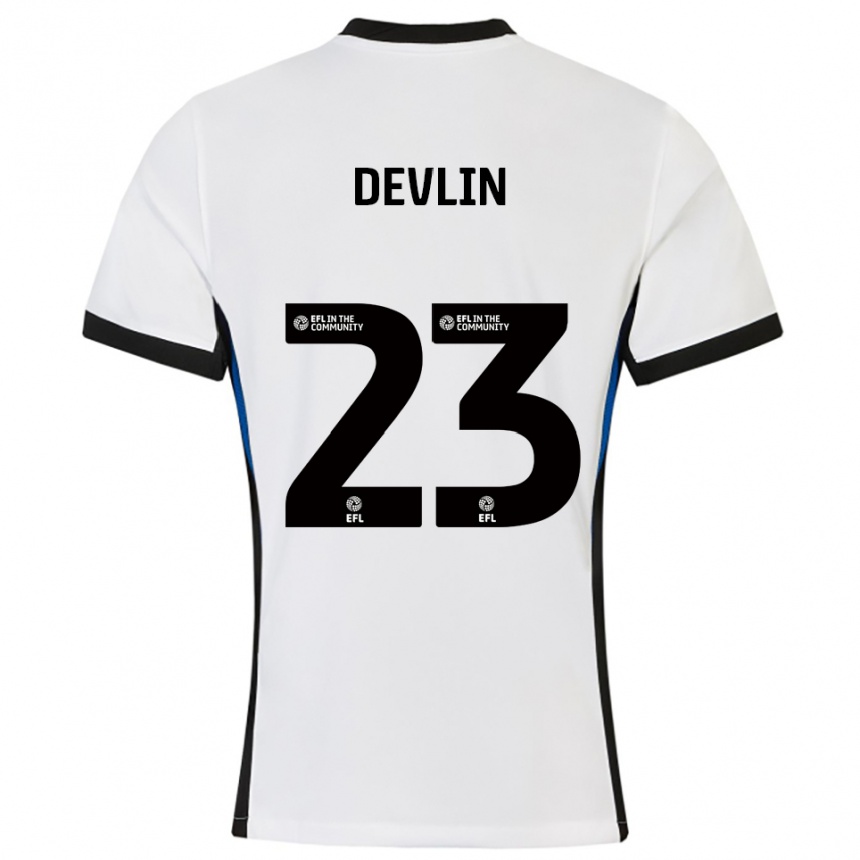 ילדים כדורגל שרלוט דוולין #23 לבן כחול הרחק ג'רזי 2025/26