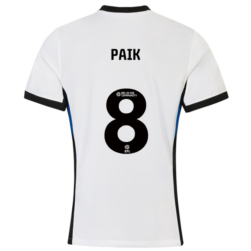 ילדים כדורגל פאיק סאונג-הו #8 לבן כחול הרחק ג'רזי 2025/26