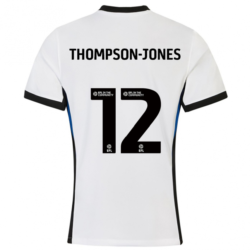 ילדים כדורגל Riquelme Thompson-Jones #12 לבן כחול הרחק ג'רזי 2025/26