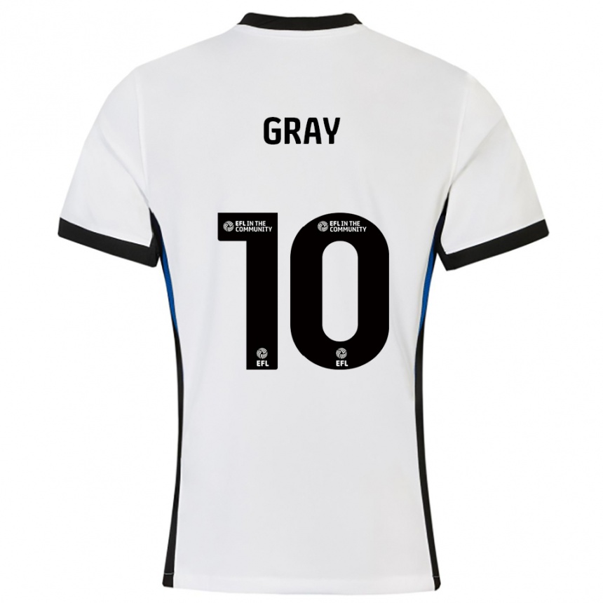 ילדים כדורגל דמראי גריי #10 לבן כחול הרחק ג'רזי 2025/26