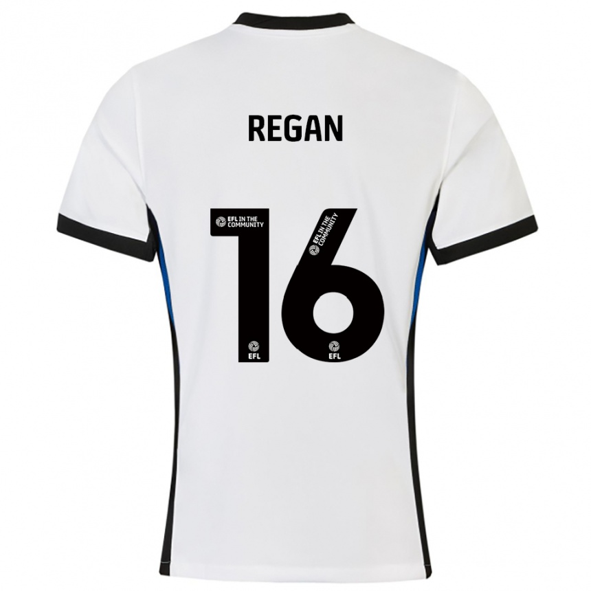 ילדים כדורגל Rory Regan #16 לבן כחול הרחק ג'רזי 2025/26