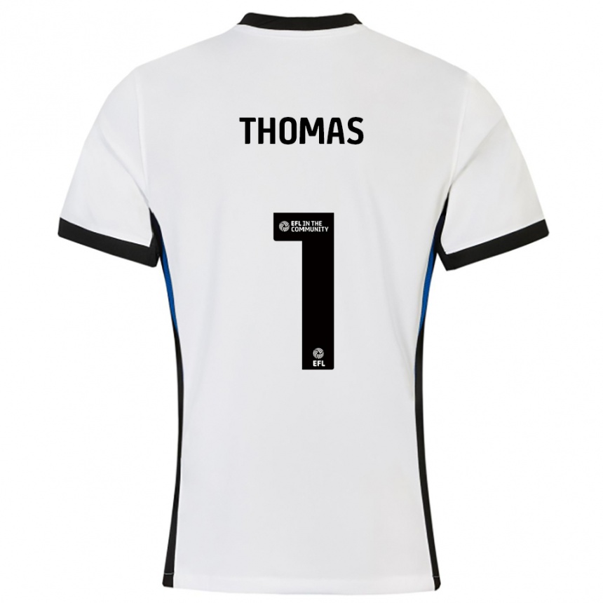 ילדים כדורגל לוסי תומאס #1 לבן כחול הרחק ג'רזי 2025/26