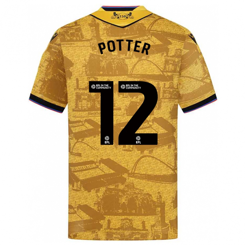 ילדים כדורגל Aaron Potter #12 זהב שחור הרחק ג'רזי 2025/26