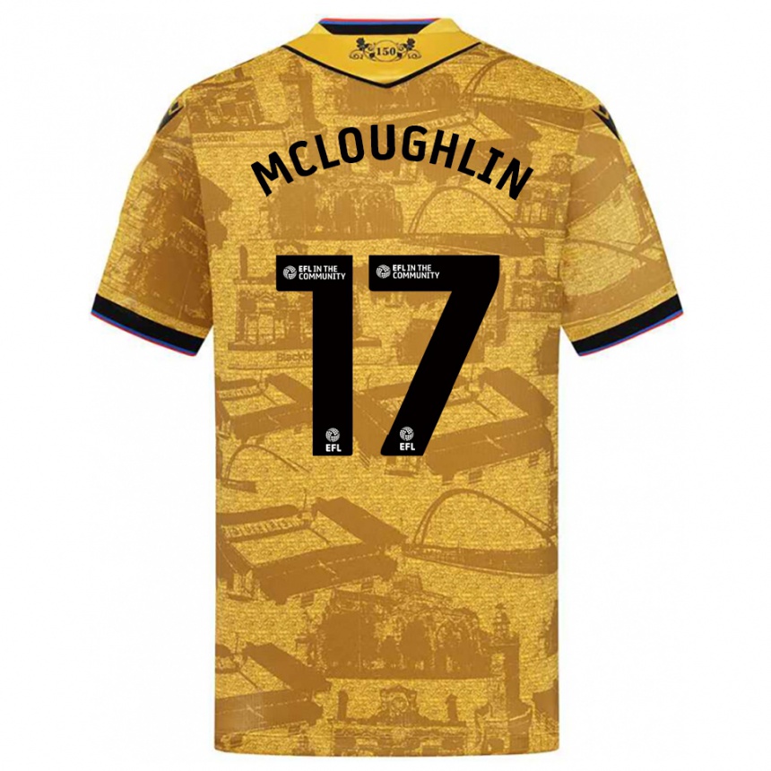 ילדים כדורגל Sean Mcloughlin #17 זהב שחור הרחק ג'רזי 2025/26