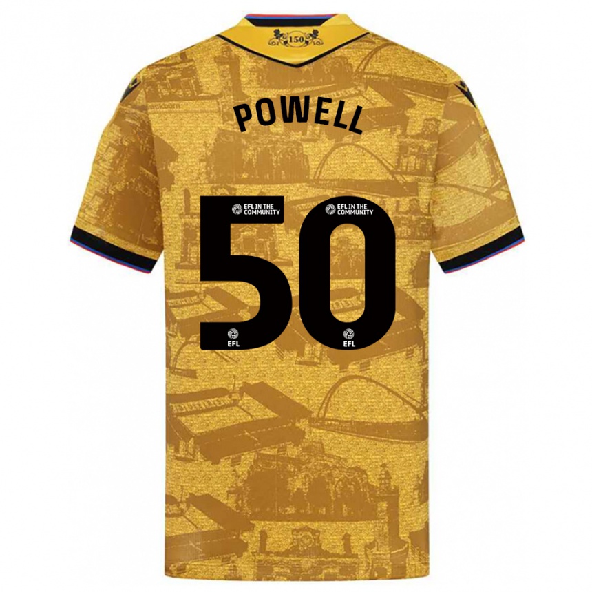 ילדים כדורגל Brandon Powell #50 זהב שחור הרחק ג'רזי 2025/26 ילדים כדורגל Brandon Powell #50 זהב שחור הרחק ג'רזי 2025/26
