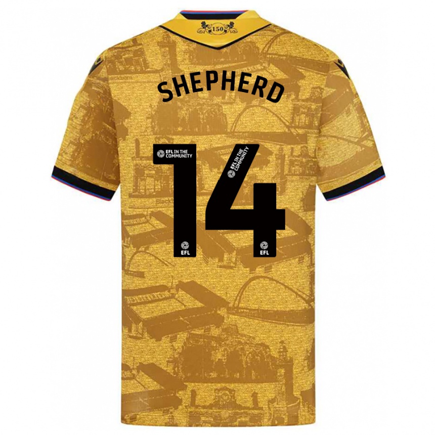 ילדים כדורגל Lucy Shepherd #14 זהב שחור הרחק ג'רזי 2025/26