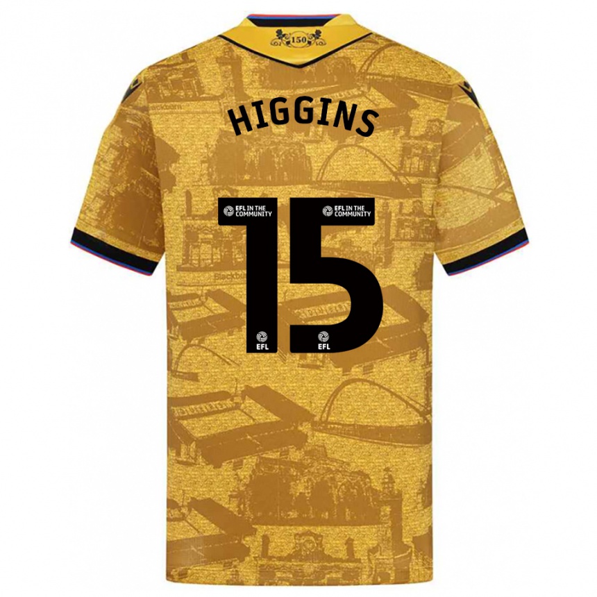 ילדים כדורגל Harvey Higgins #15 זהב שחור הרחק ג'רזי 2025/26