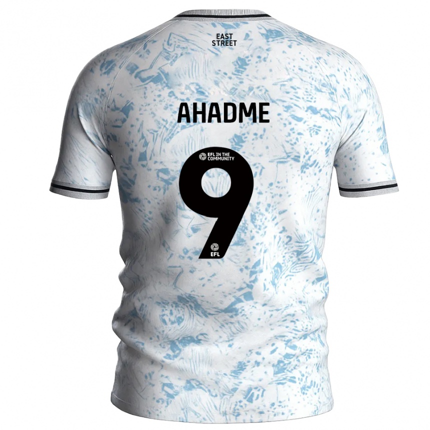 ילדים כדורגל Gassan Ahadme #9 לבן תכלת הרחק ג'רזי 2025/26 ילדים כדורגל Gassan Ahadme #9 לבן תכלת הרחק ג'רזי 2025/26
