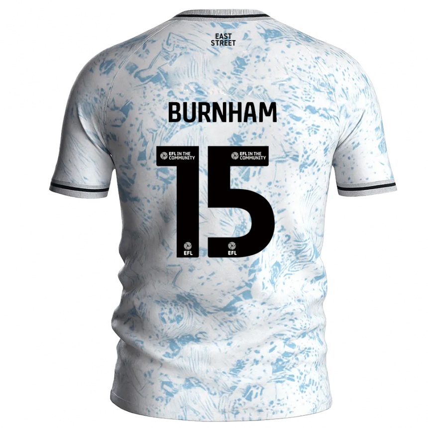 ילדים כדורגל Shia-Lee Burnham #15 לבן תכלת הרחק ג'רזי 2025/26