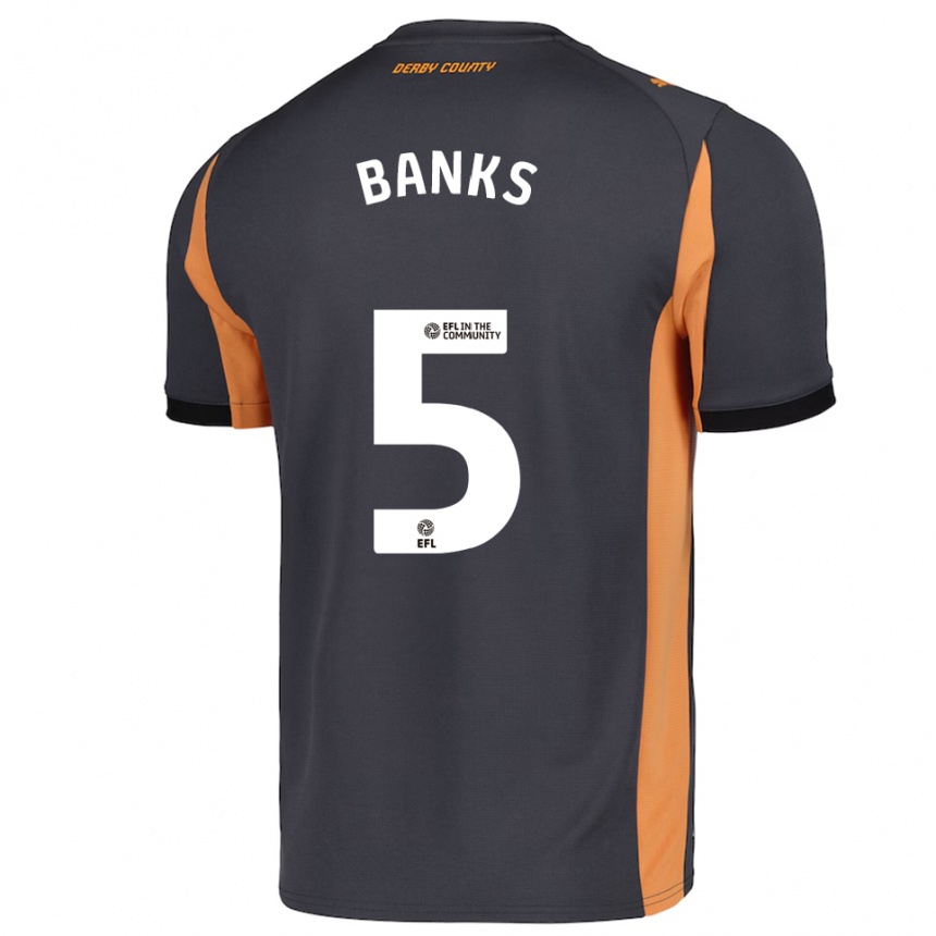 ילדים כדורגל Luke Banks #5 אפור כתום שחור הרחק ג'רזי 2025/26