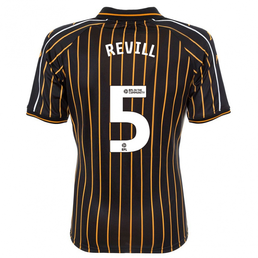 ילדים כדורגל Harry Revill #5 לבן שחור הרחק ג'רזי 2025/26