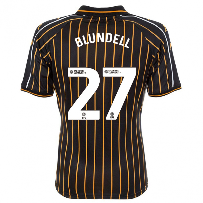 ילדים כדורגל Maddie Blundell #27 לבן שחור הרחק ג'רזי 2025/26