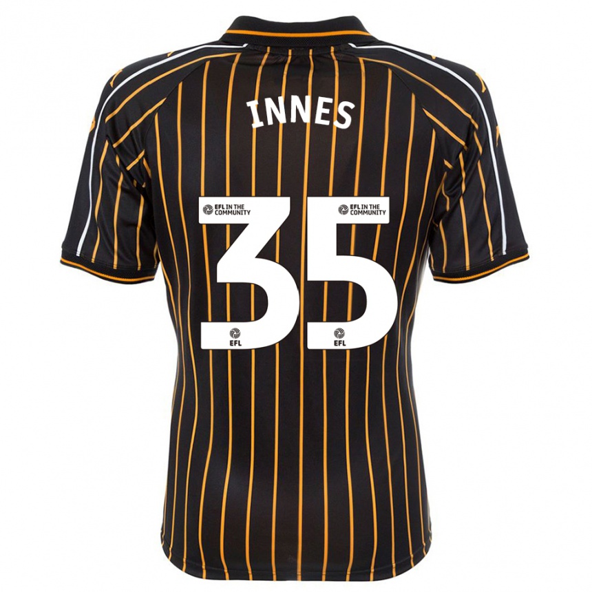 ילדים כדורגל Emma Innes #35 לבן שחור הרחק ג'רזי 2025/26