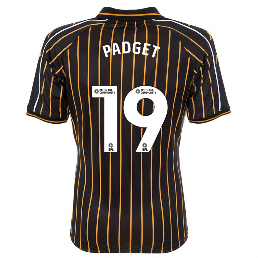 ילדים כדורגל Bethany Padget #19 לבן שחור הרחק ג'רזי 2025/26