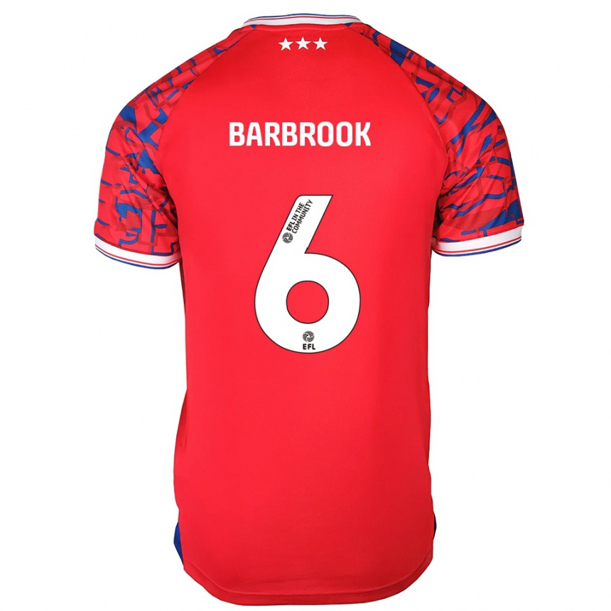 ילדים כדורגל Finley Barbrook #6 אדום כחול הרחק ג'רזי 2025/26