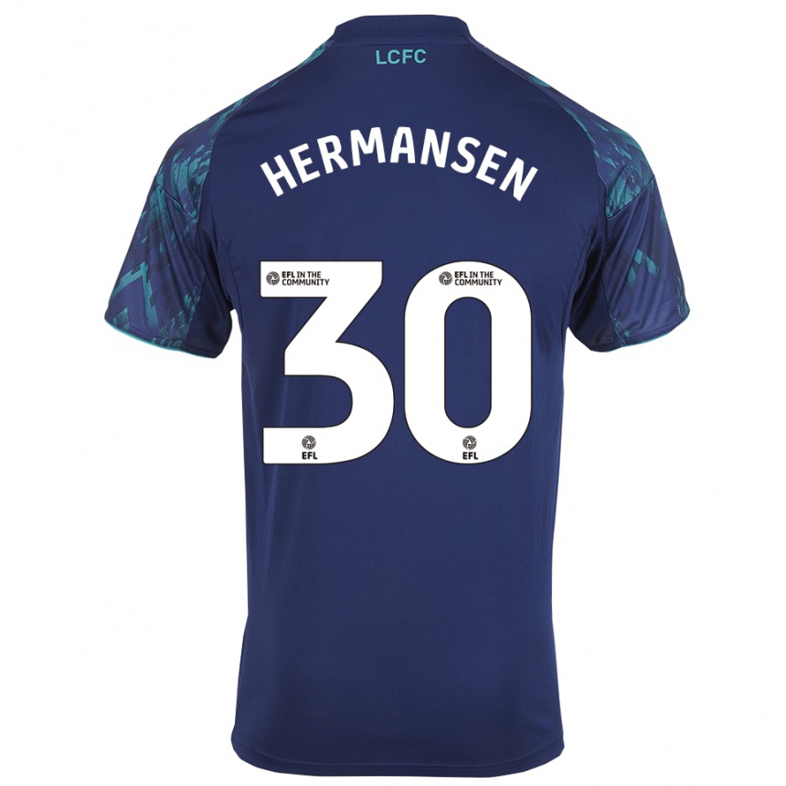 ילדים כדורגל מאדס הרמנסן #30 כחול נייבי ירוק לבן הרחק ג'רזי 2025/26 ילדים כדורגל מאדס הרמנסן #30 כחול נייבי ירוק לבן הרחק ג'רזי 2025/26