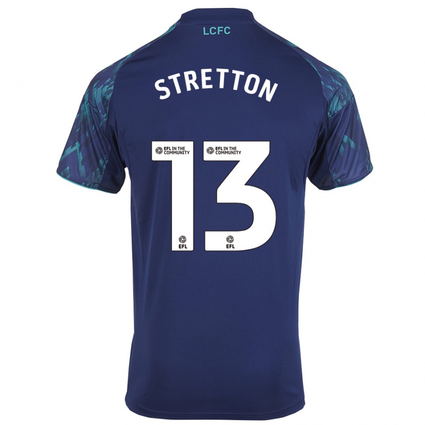 ילדים כדורגל Leo Stretton #13 כחול נייבי ירוק לבן הרחק ג'רזי 2025/26