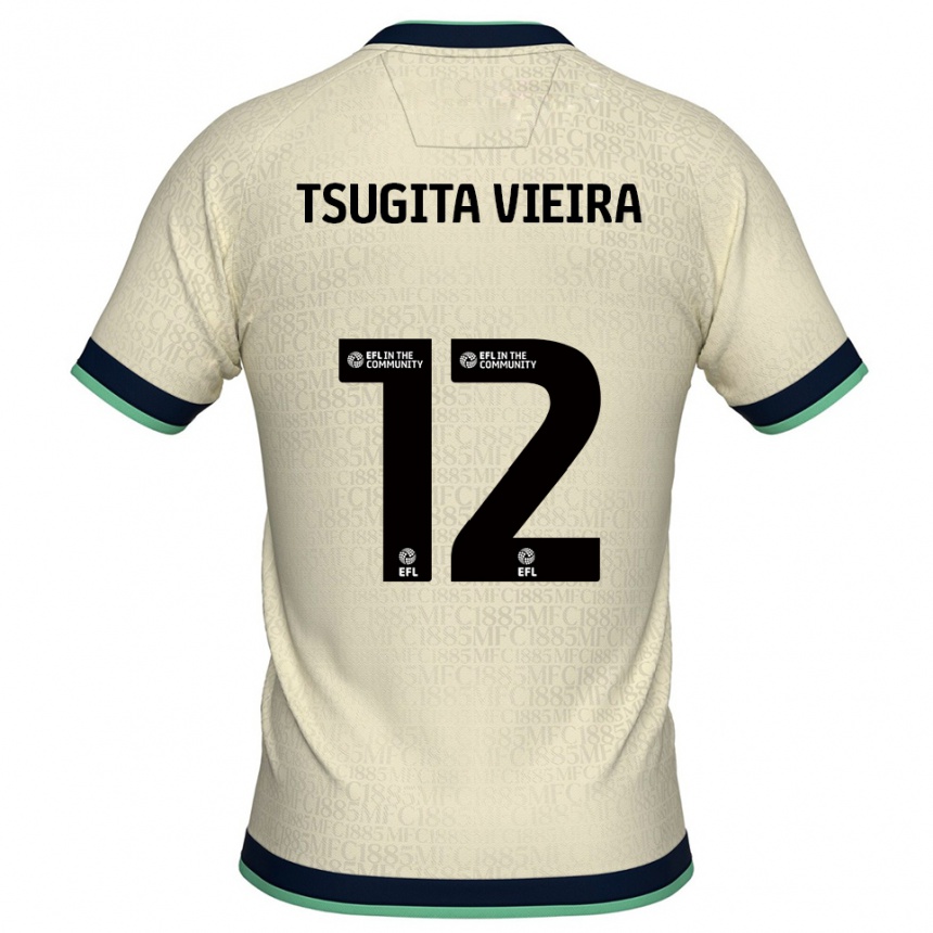 ילדים כדורגל Sacha Tsugita Vieira #12 שמפניה כחול נייבי הרחק ג'רזי 2025/26